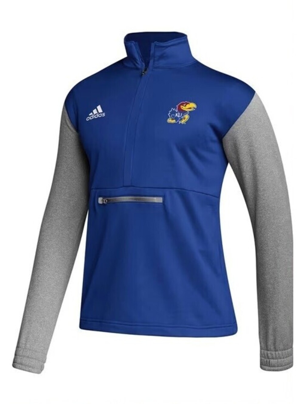 University of Kansas Jayhawks Pullover Mens Large Blue Adidas Jacket Team Issued